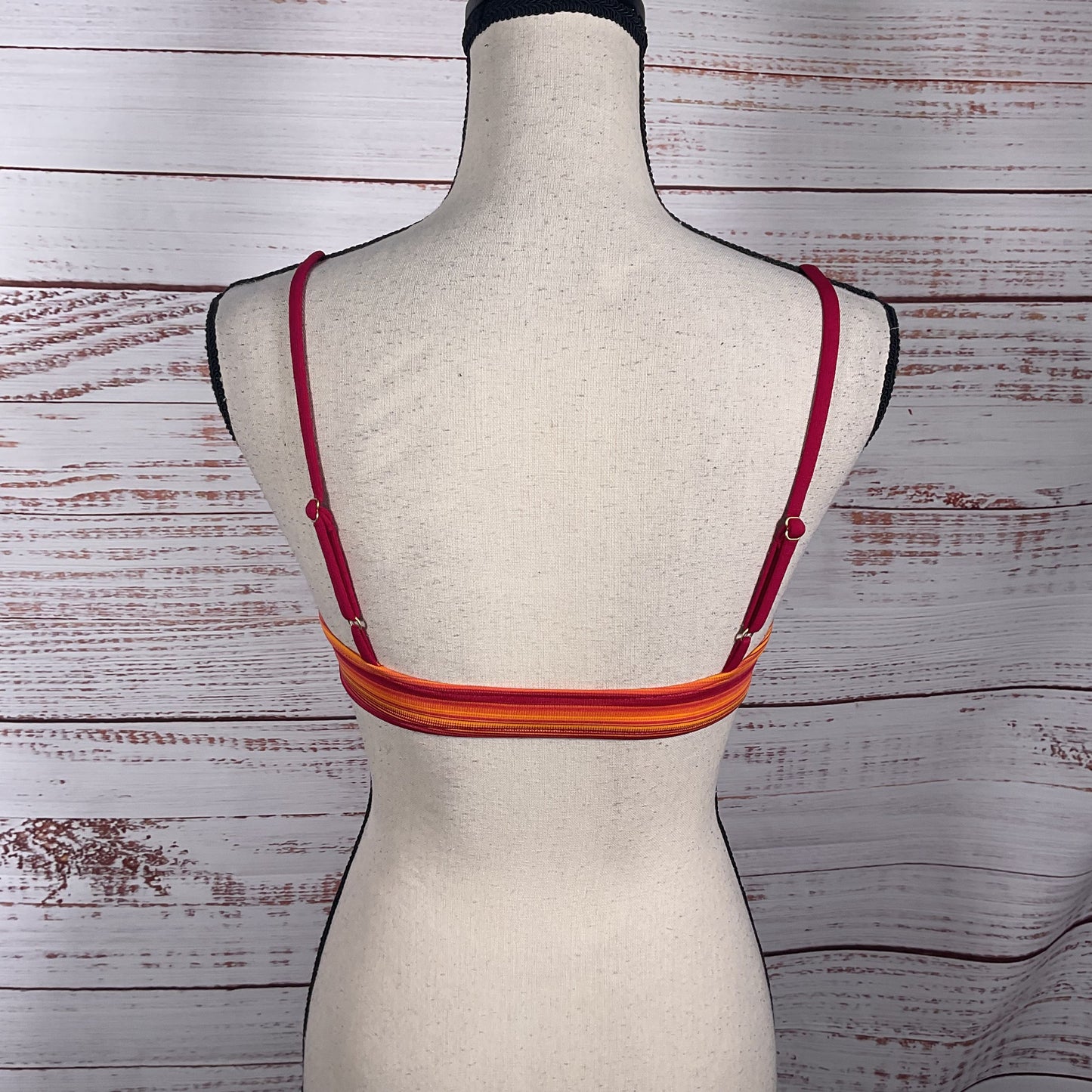 Frankie's Bikinis Maison Bralette Orange Red Space Dye Top Bikini Top Size S New