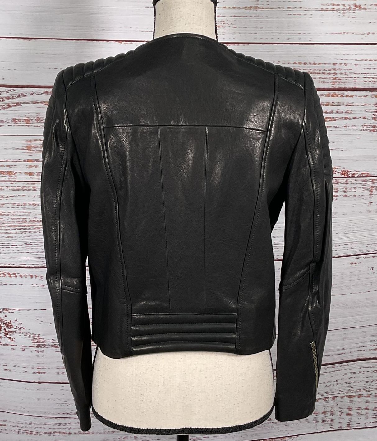 H&M New Icons Biker Leather Jacket Black 8