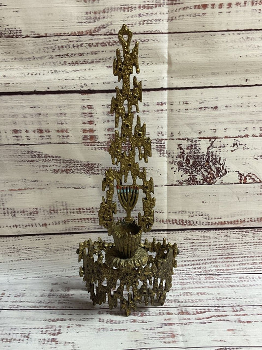 Jewish Weinberg Candlestick Brutalist Wall Mounted Menorah