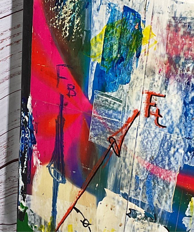 David Deak Original Total Force 1992 Mixed Media Wood 54 x 42Canvas Art