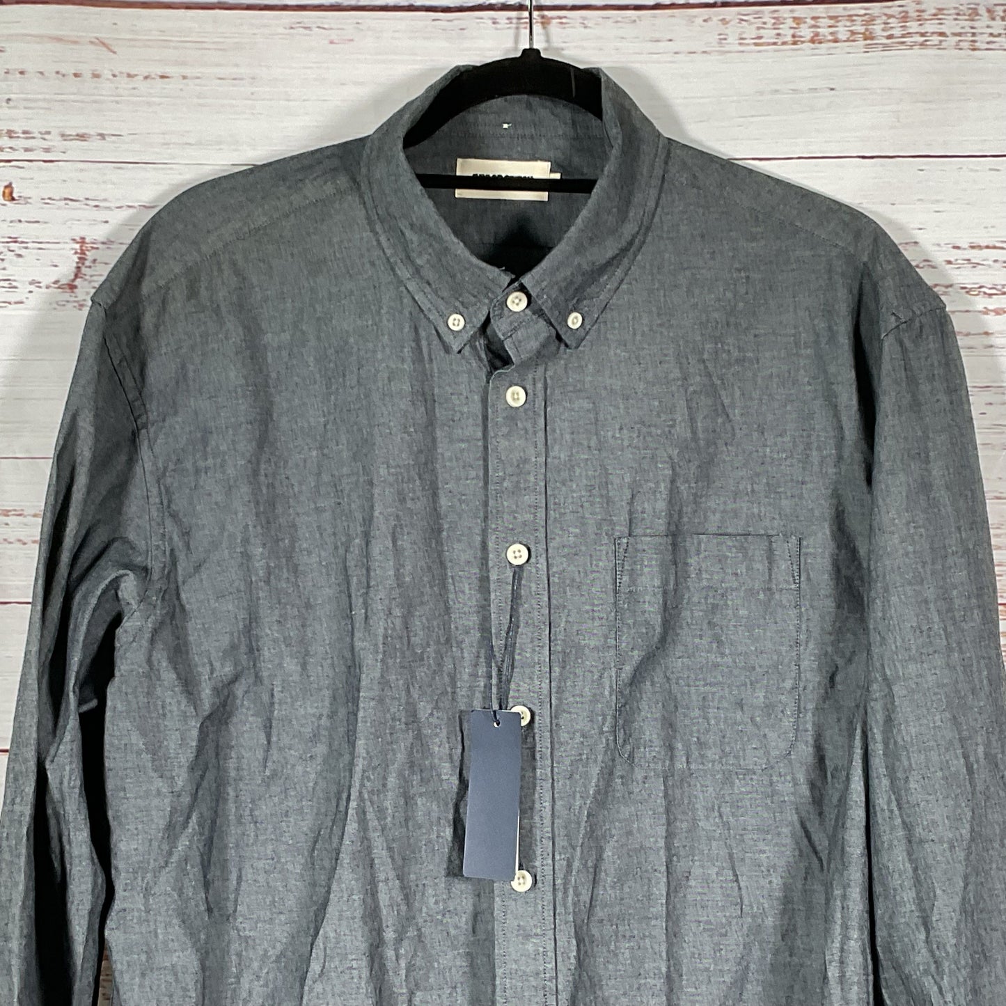 NWT TAYLOR STITCH Men's Gray Button Up Long Sleeve Shirt- SZ 44