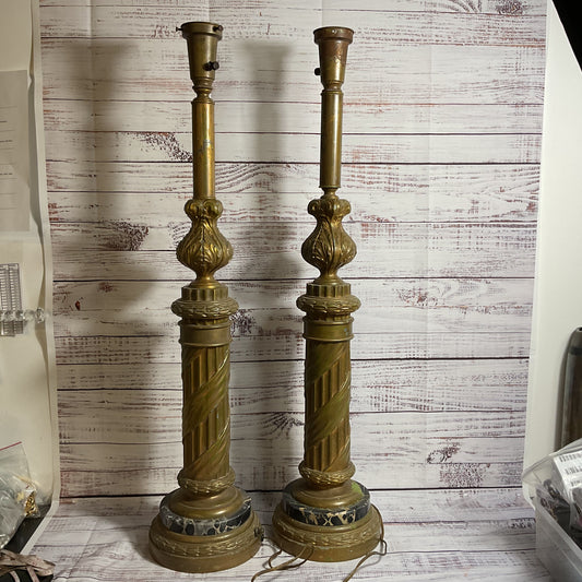 VTG./ANTIQUE Iron & Brass Column Tall Lamps (WORK GREAT- NO SHADES) AS-IS
