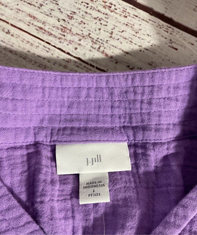 NWT J JILL Women's V-Neck Long Sleeve Purple Blouse Size LP