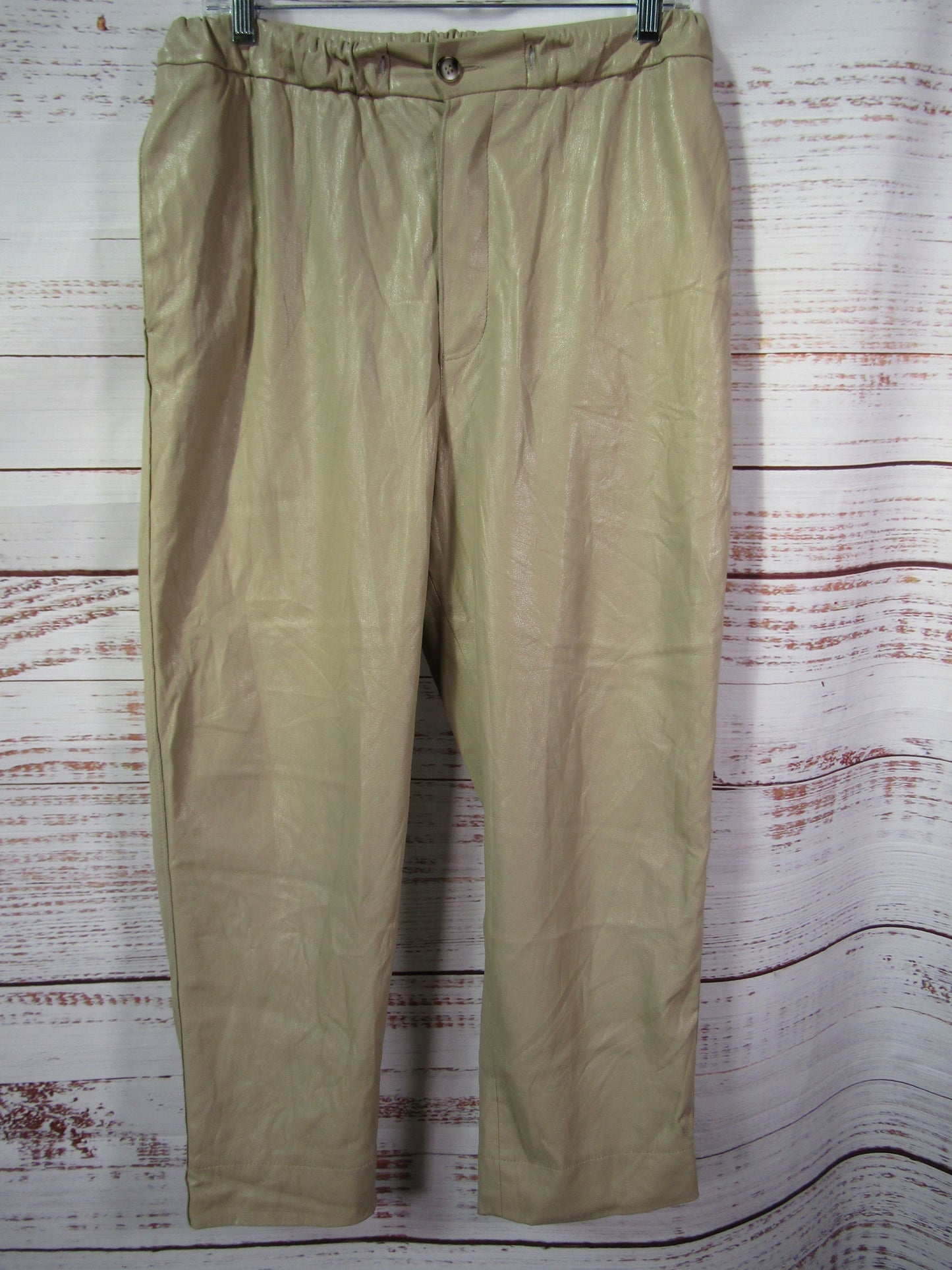 Nanushka Women's Beige Faux Leather Pants Size M