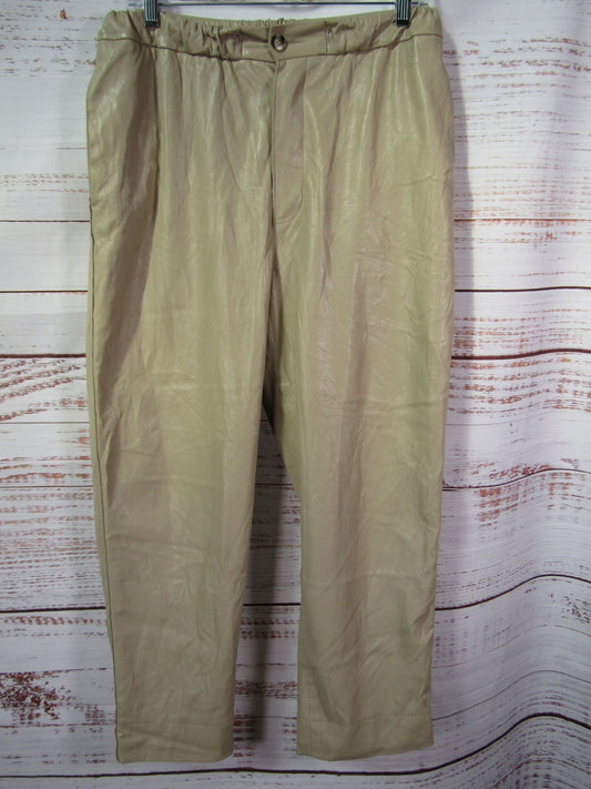 Nanushka Women's Beige Faux Leather Pants Size M