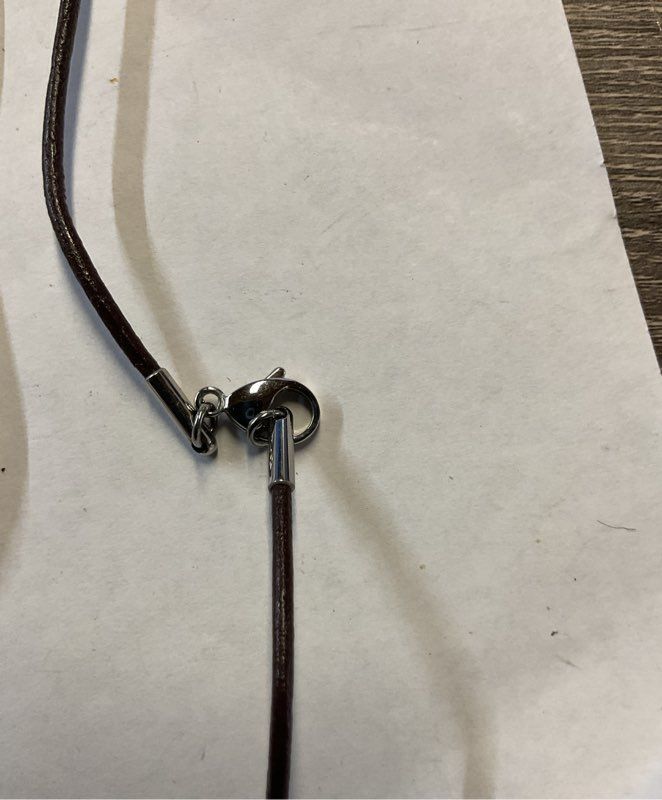 Vintage Trion Stainless Steel Pendant Leather Necklace
