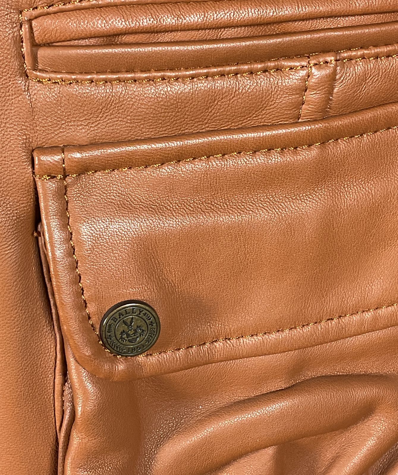 Bally Lambskin Leather Moto Jacket Brown 8