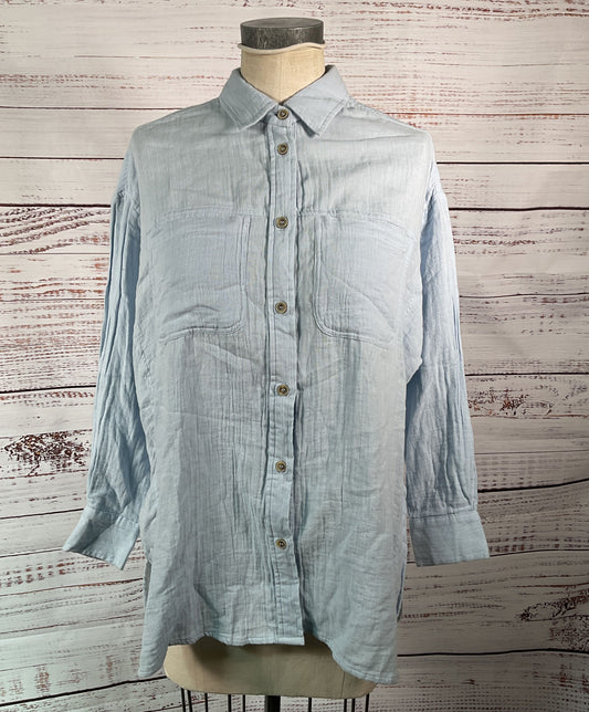 Current/Elliott Double Pocket Button Up Shirt Blue S
