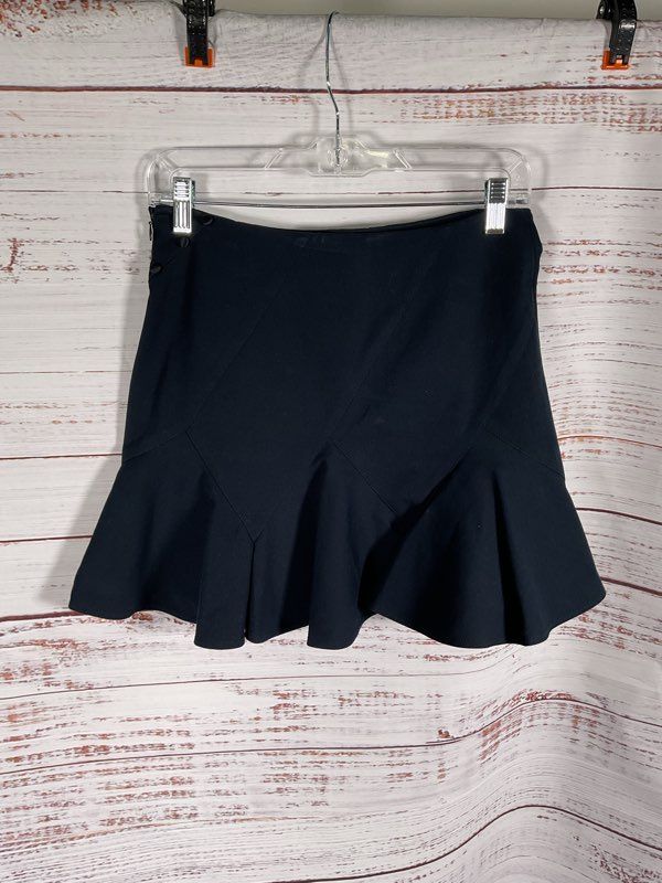 Derek Lam 10 Crosby Skirt Women's Navy Blue Godet Ruffle Mini Chic Preppy Size 2