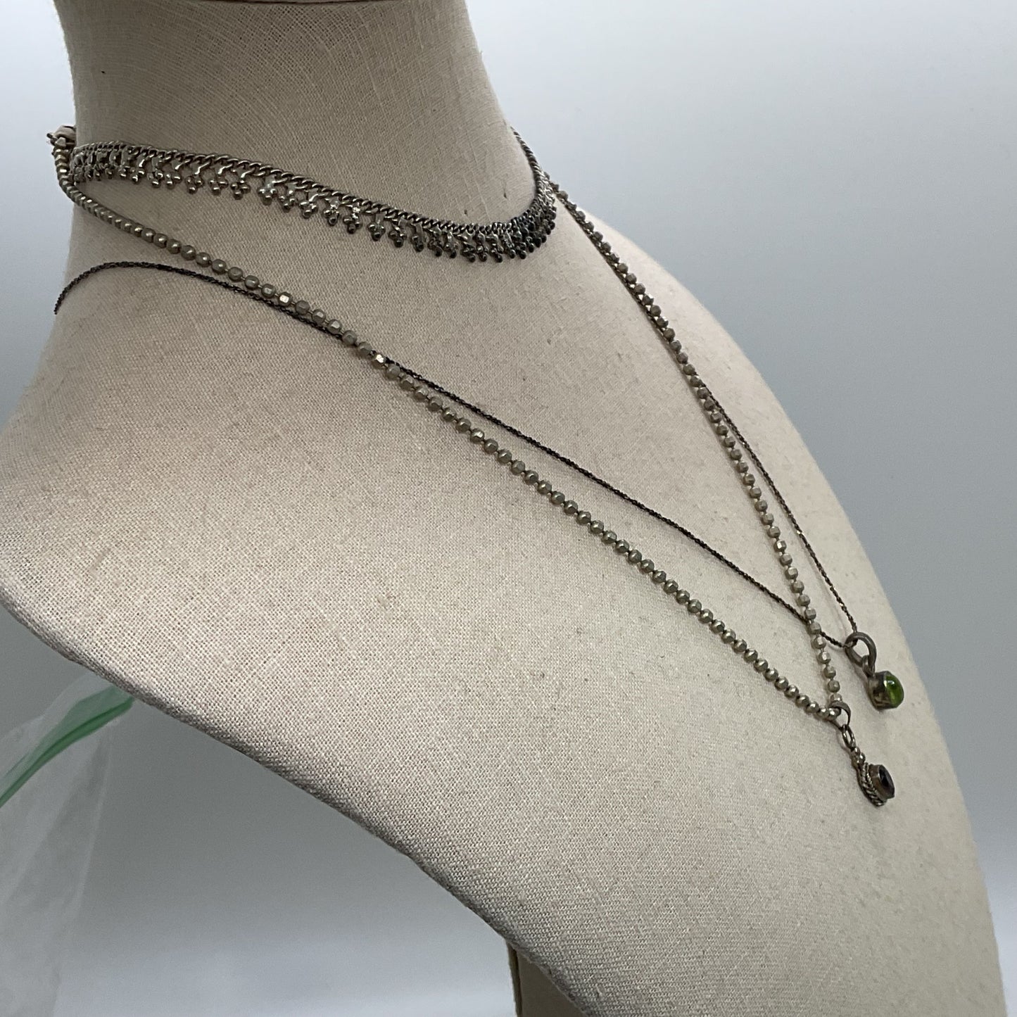 Set of 3 Sterling Silver & Gemstone 11" & 18" Necklaces- 18.56g