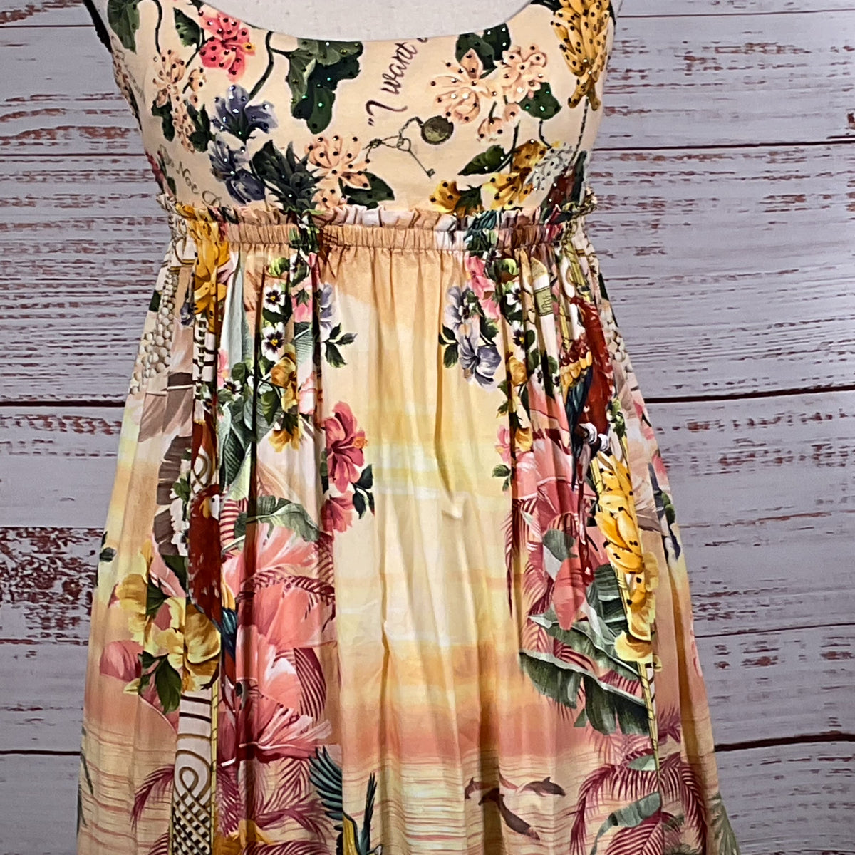 NWT CAMILLA White Lotus Jersey Bodice Dress- SZ S (RETAIL $750)