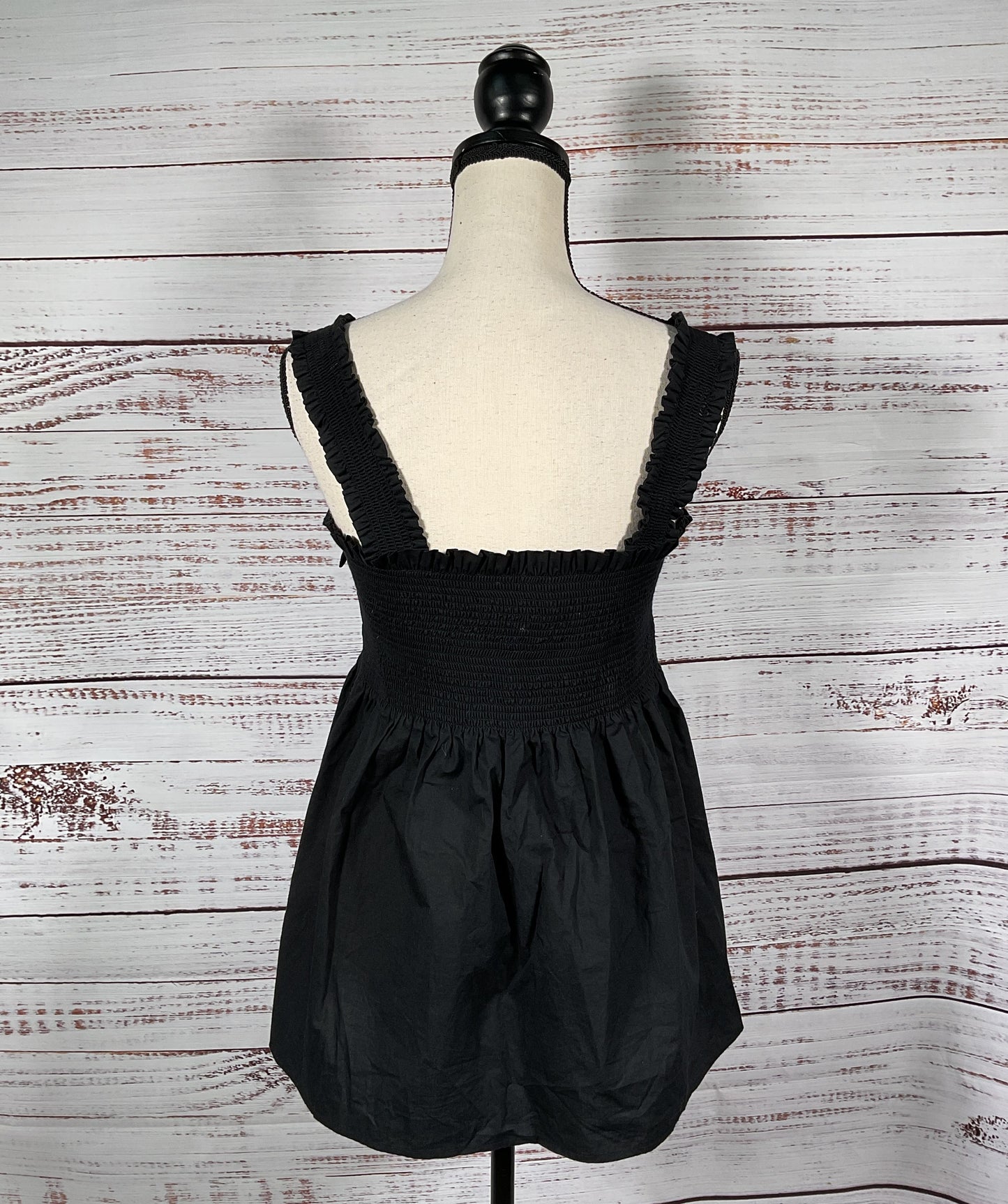 Marc Jacobs Black Babydoll Smocked Top with Bows - Size Medium
