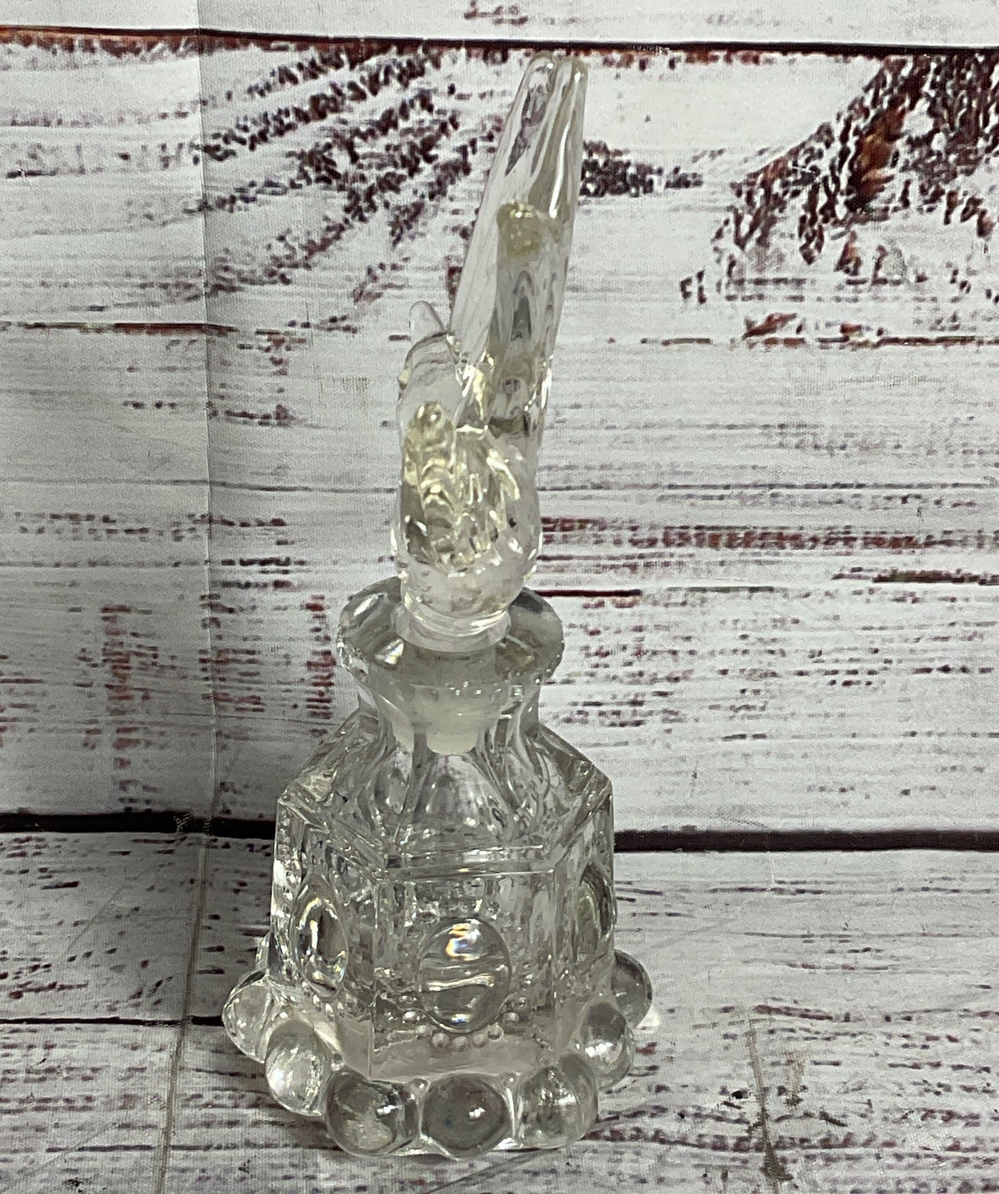Vintage Glass Bird Footed Perfume Bottle Clear