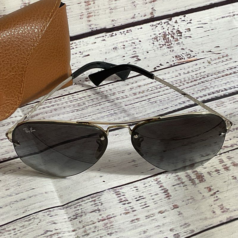 RAY-BAN RB3449 Men's Silver Tone Gray Gradient Lens Sunglasses w/ Case- 59[ ]14
