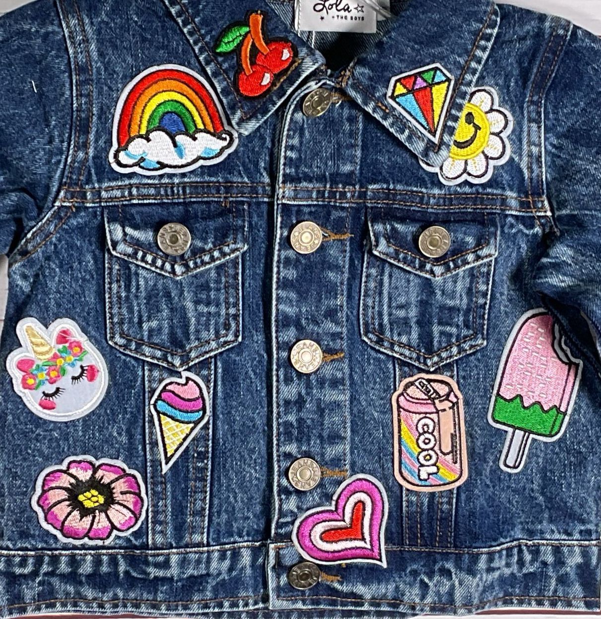 Lola & The Boys All About The Patch Denim Jacket Blue Multicolor 6T