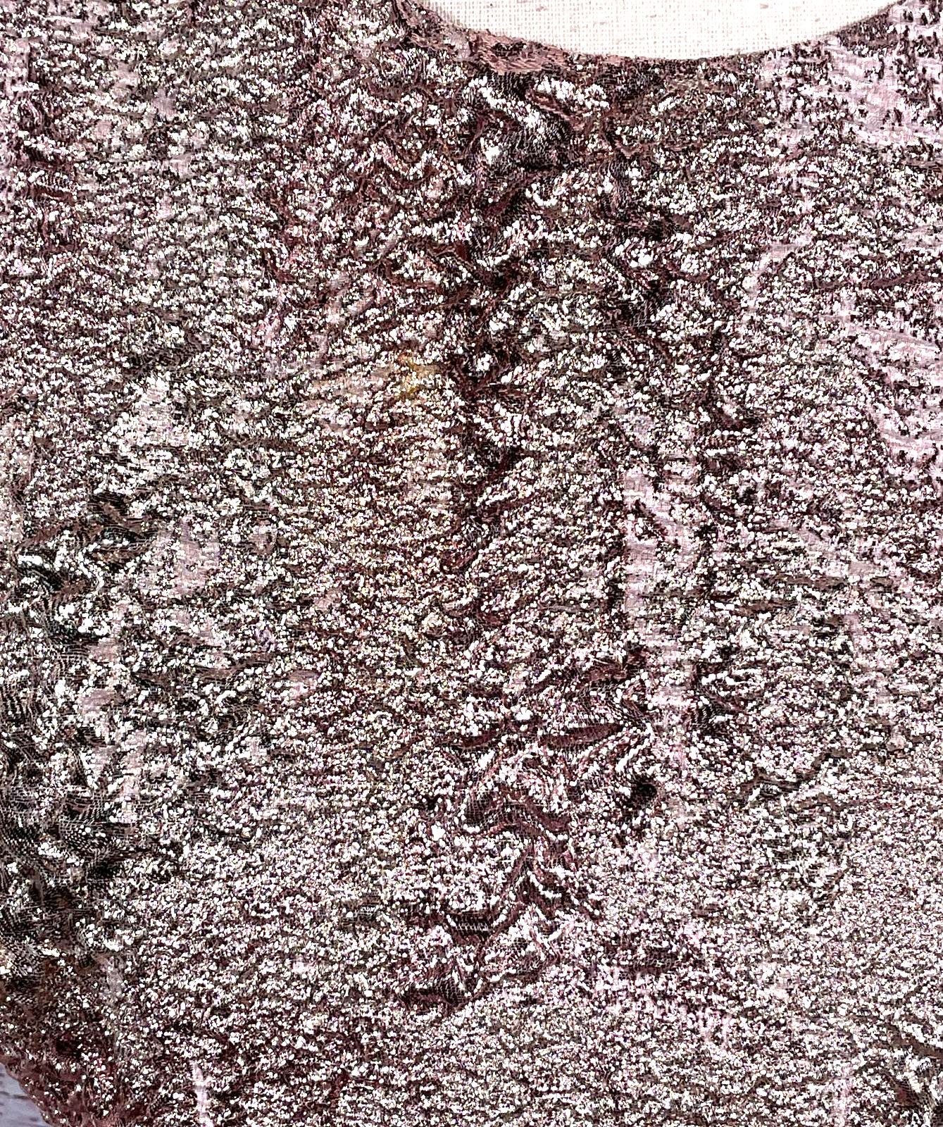 Dolce & Gabbana Jacquard Sheath Mini Dress Pink Metallic