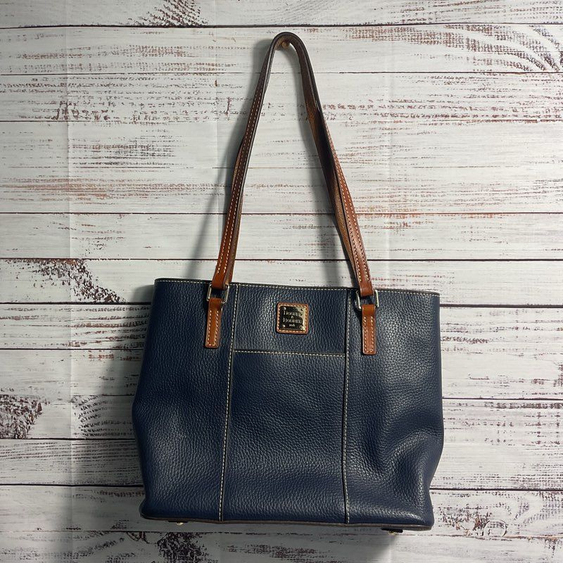 Dooney & Bourke Lexington Navy Blue Pebbled Leather Tote Purse
