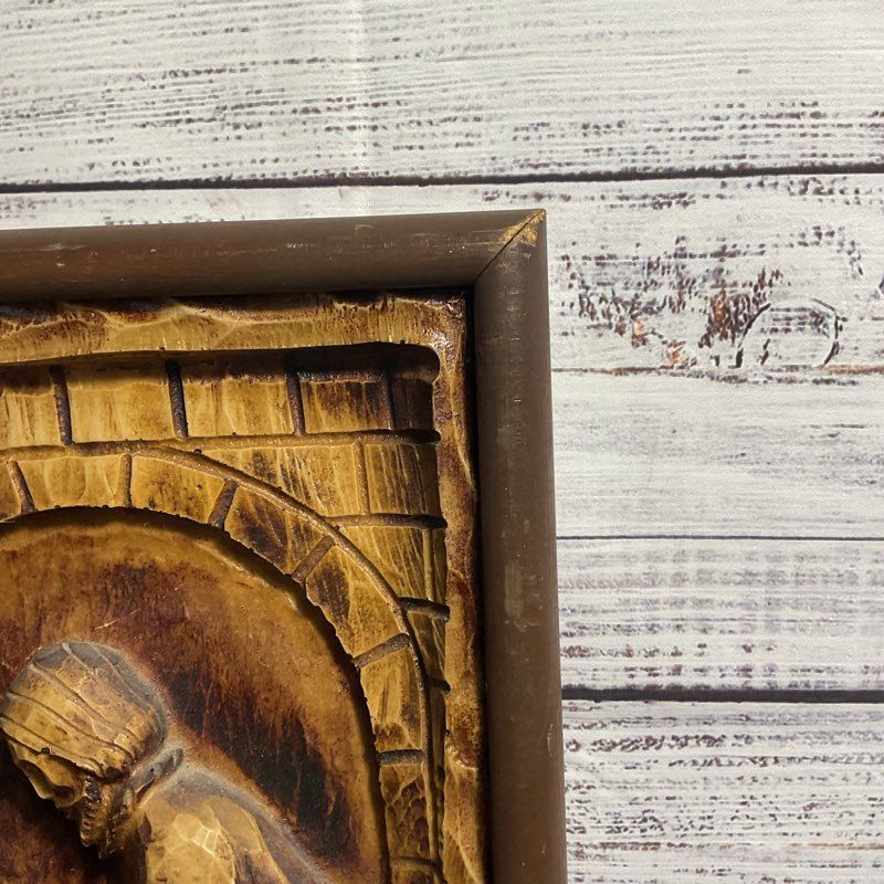 VTG. Hand Carved Bricklayer Mason Wood Relief Sculpture Wall Art