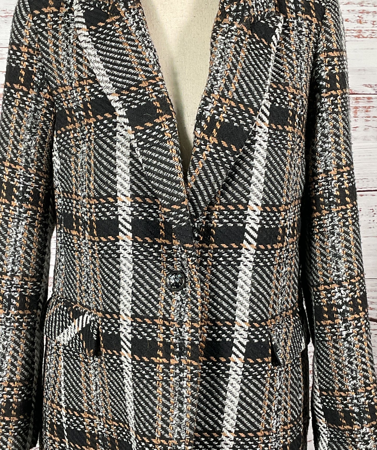 Elie Tahari Wool Blend Women's Tweed Blazer Multicolor L