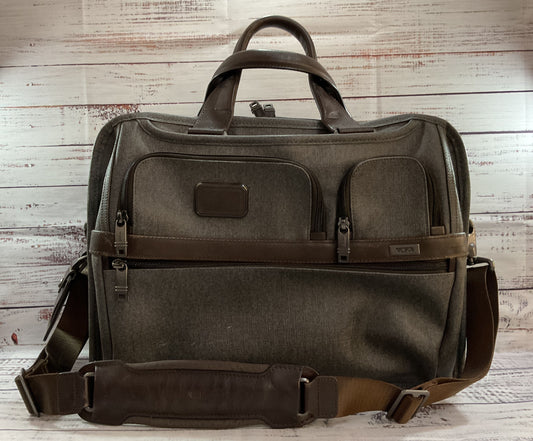 Tumi Gray Coated Nylon Leather Trim Briefcase 26141EG2