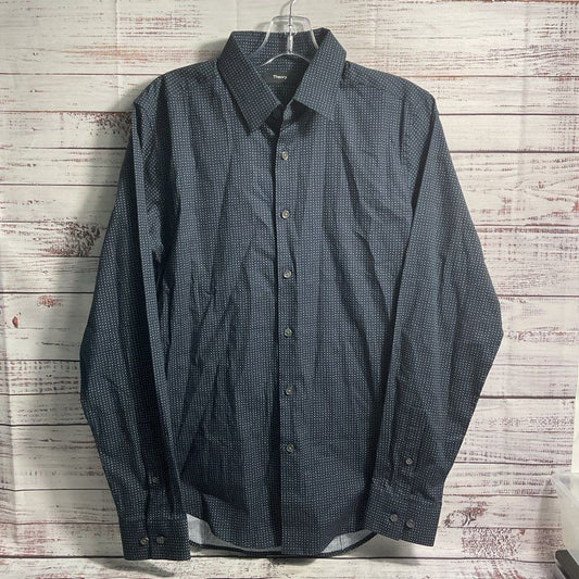 NWT Theory Sylvain Eclipse/Olympic Navy Graphic Print Button Up Shirt - Size S