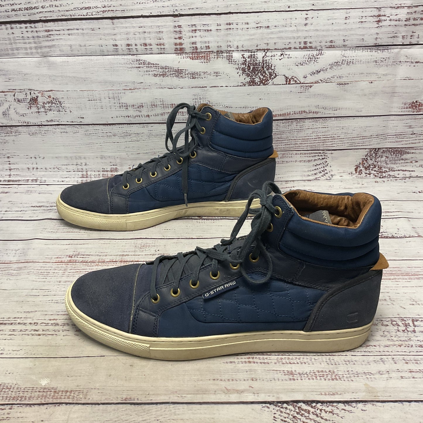 G-Star Raw Blue Quilted Nylon Hi-Top Sneaker Casual Shoe Men Size 13