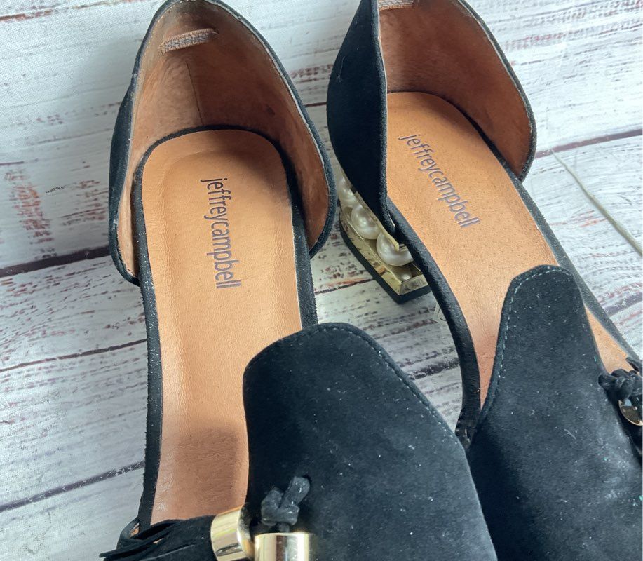 Jeffrey Campbell Suede Civil Block Heel Loafers Black 10