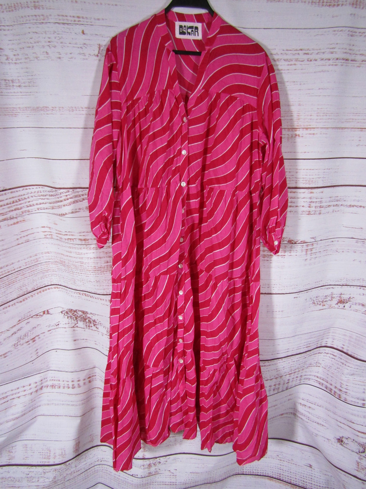 Bakar Women's Pink Cotton Long Sleeve Dress Size L
