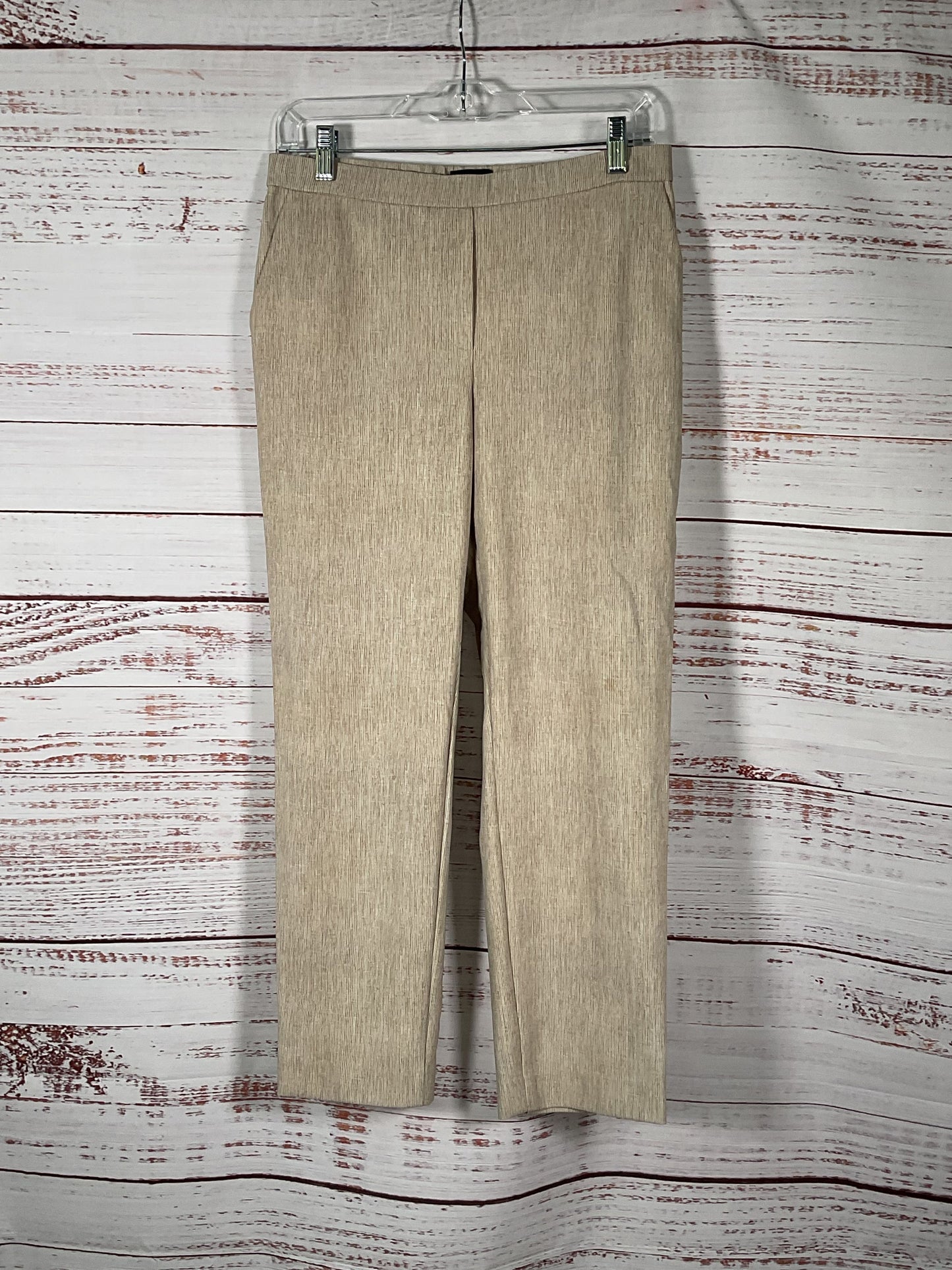 Theory Beige Striped Elastic Waist Trousers - Size 6