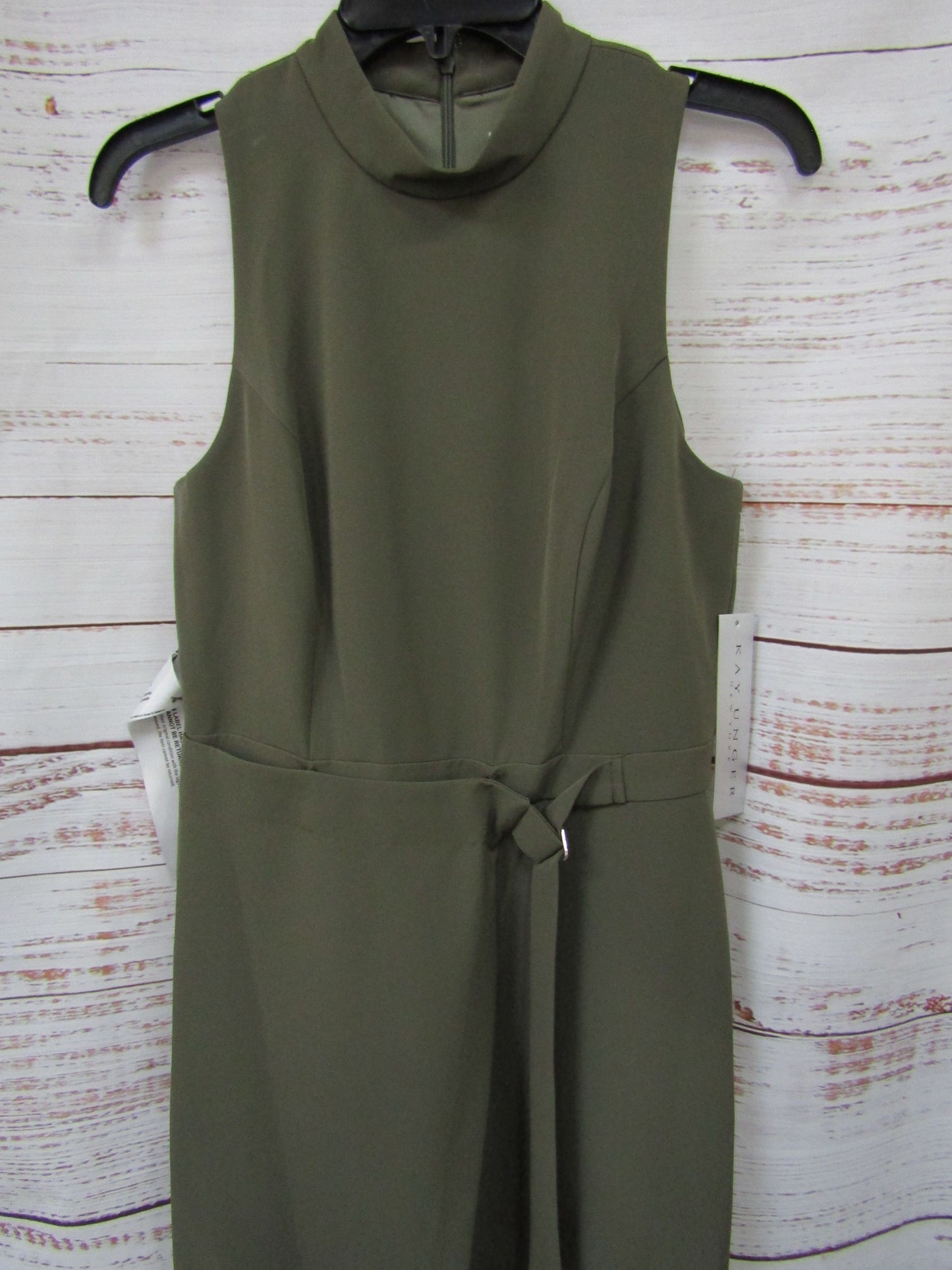 Kay Unger Gabriela Women's Olive Sleeveless Jumpsuit Size 6 5648558