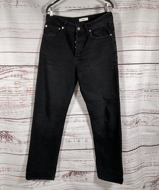 Sandro 100% Cotton Straight-Leg Button Fly Jeans Black 32