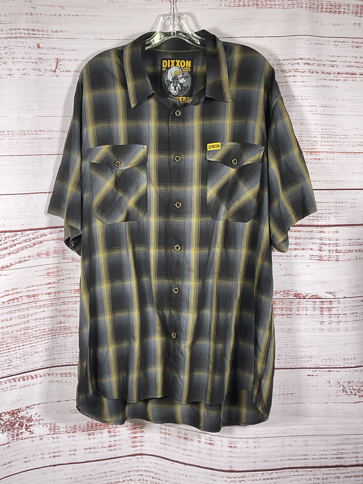 Dixxon Black Yellow Short Sleeve Flannel Chambers - Size 2XL