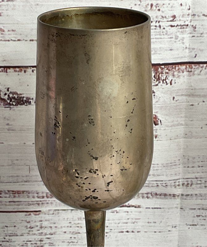 Vintage 8" Set of 2 Goblets Silver Plated