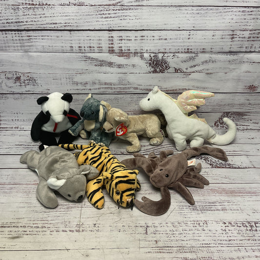 Ty Beanie Babies Mixed Animal Lot Of 7 1995-2003 Slick Stinger Mel Magic Stripe