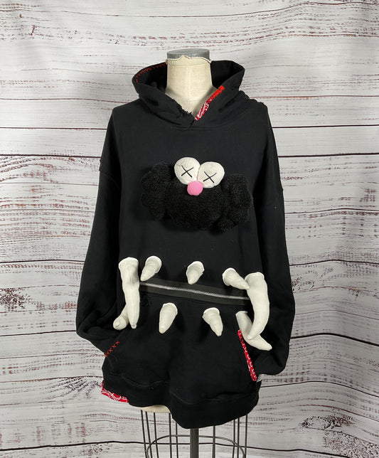 Cool Dust of Gods X Kaws Black 1 of 1 Distressed Stuffy Hoodie - Size Large
