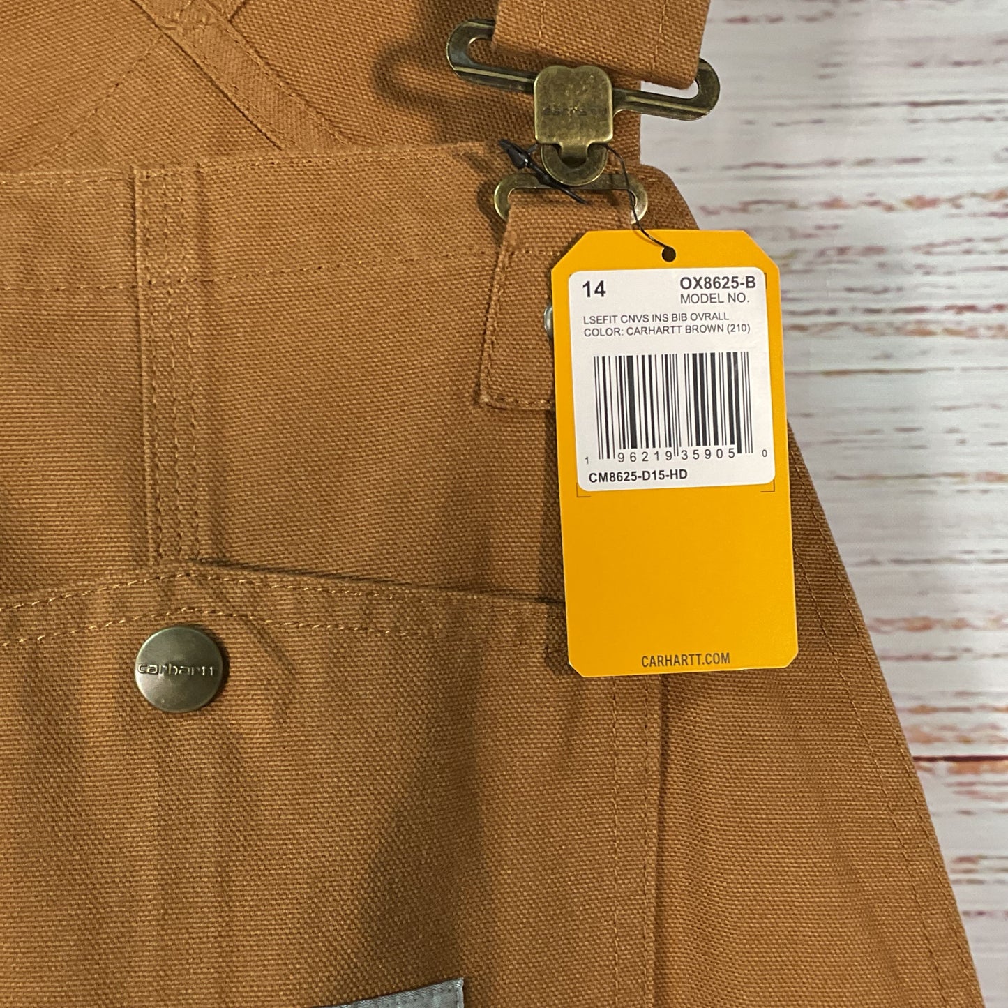 NWT CARHARTT Brown Duck Quilt Lined Insulated Bib Overalls Inseam 26- SZ 14