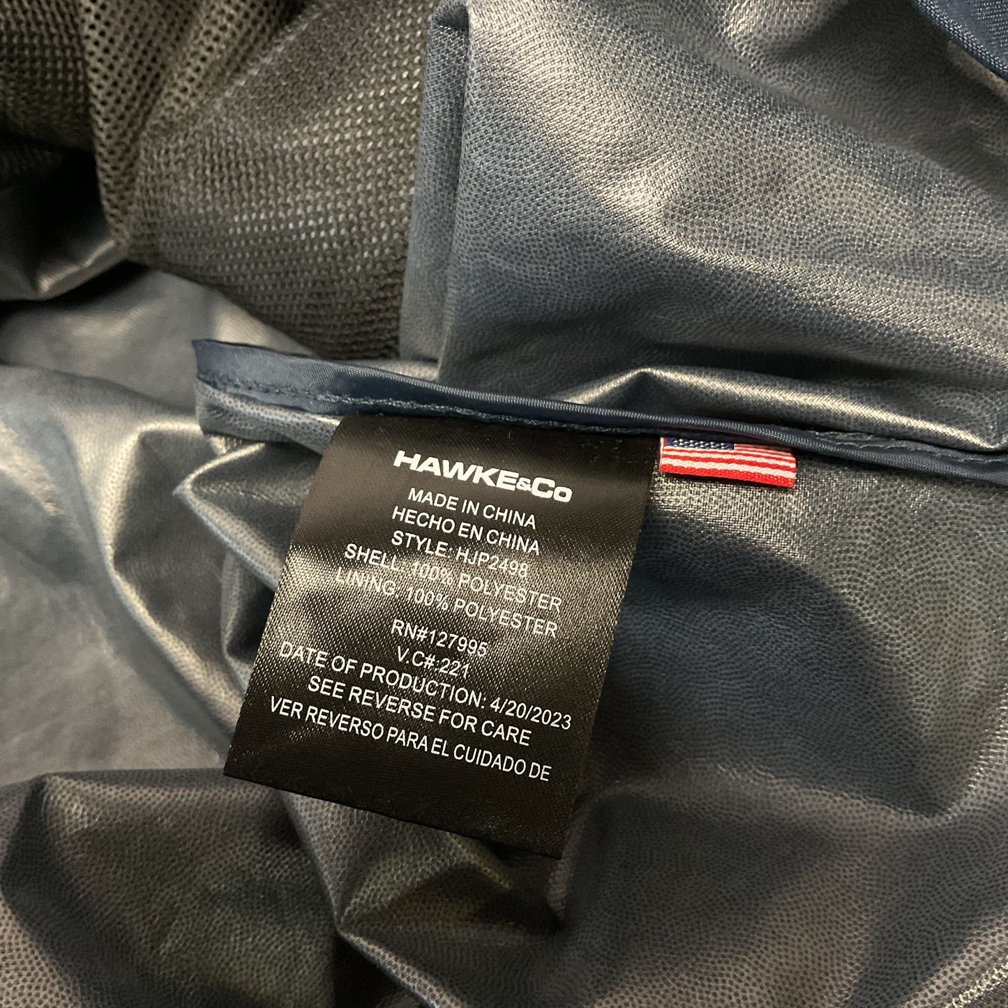 Hawke & Co Navy Blue Windbreaker Compact Full Zip Jacket - Size XL New W/ Tag