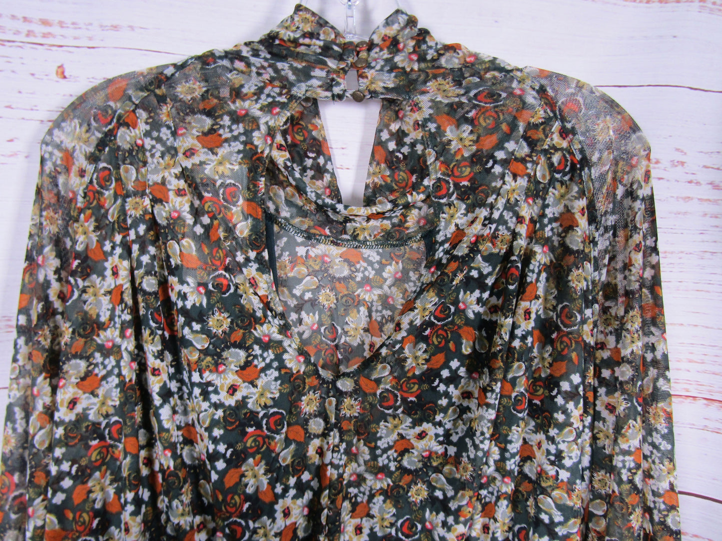Free People All Dolled Up Women's Jade Combo Multi-Color Blouse Size Size L