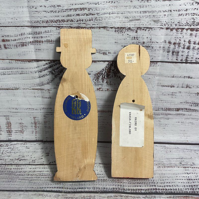 Pair Of Kalevala Koru Hand Painted Wooden Figurines Finnish Folk Art
