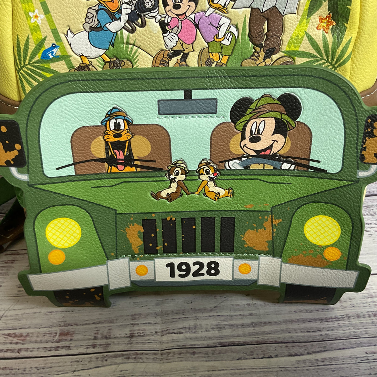LOUNGEFLY Disney Mickey Friends Jungle Safari Glow in the Dark Backpack