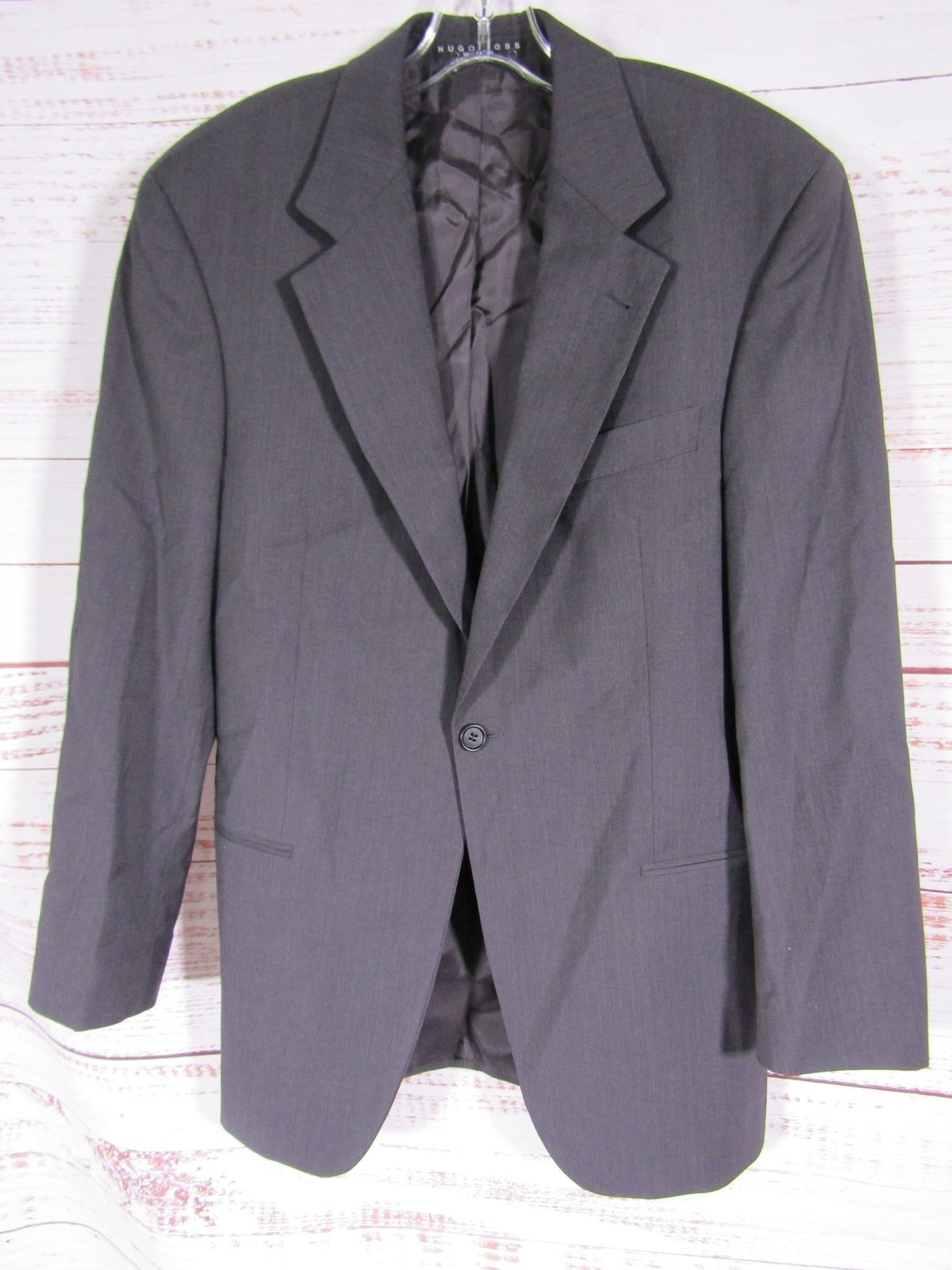 Vintage Hugo Boss Men's Gray Wool Blazer Jacket Size 38 Made in The USA