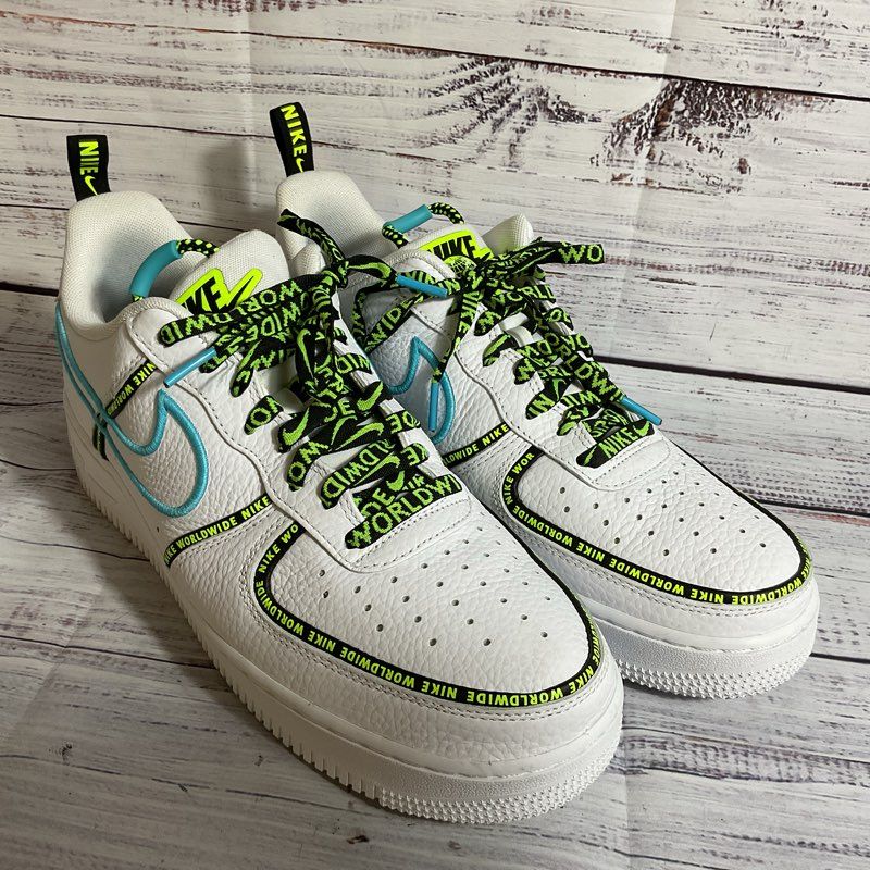NIKE Air Force 1 Worldwide CK7213-100 Men's White/Green Sneakers Shoes- SZ 10.5