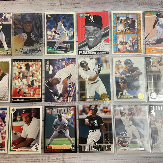 Set of 45 FRANK THOMAS Baseball Cards- Topps, Upper Deck, Fleer, Score, Donruss