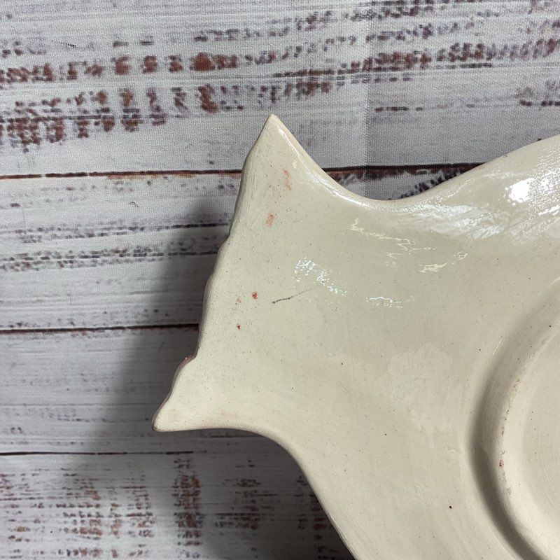Vintage Italian Ceramic Hand Painted Pink & Green 10" Fish Plate