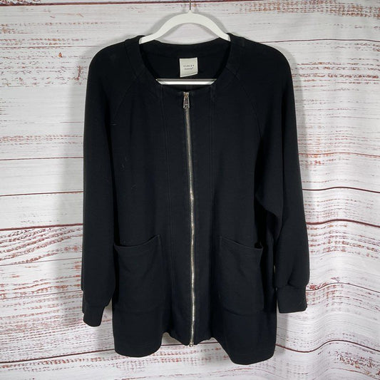 Varley Augusta Black Paneled Full Zip Crewneck Sweater - Size M