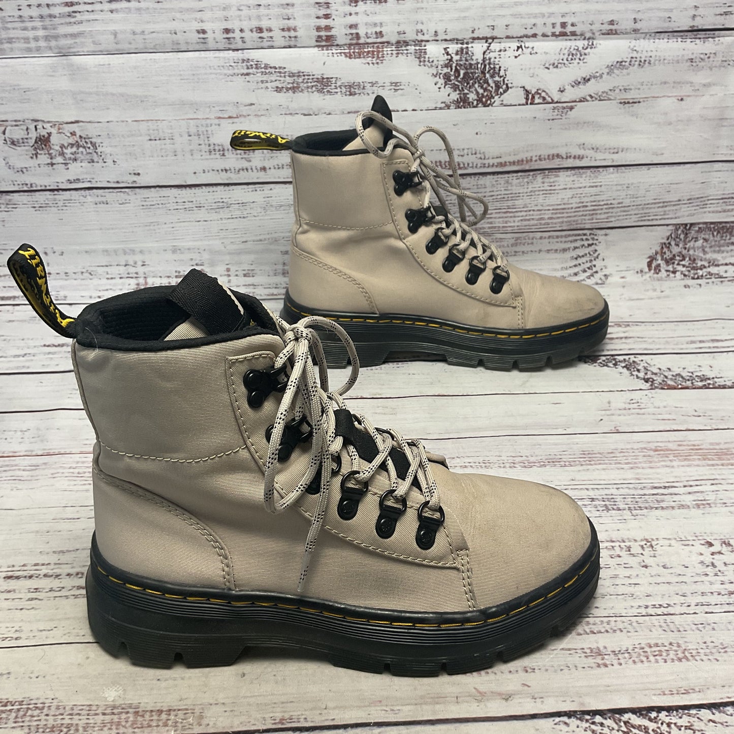 Dr. Martens Combs W Taupe Polytwill Combat Boot Women Size 6