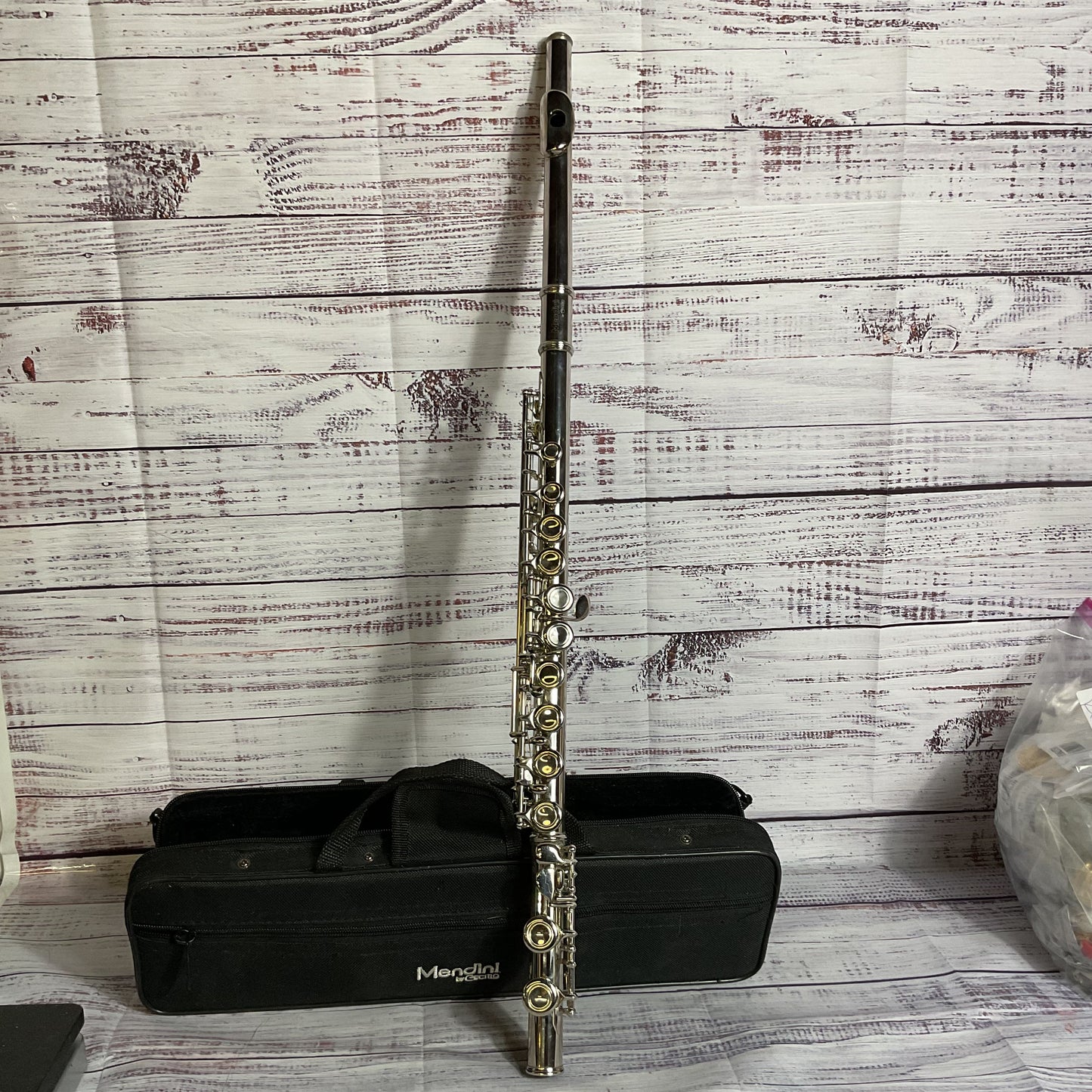 MENDINI by Cecillio Nickle Silver Student Flute with Soft Case
