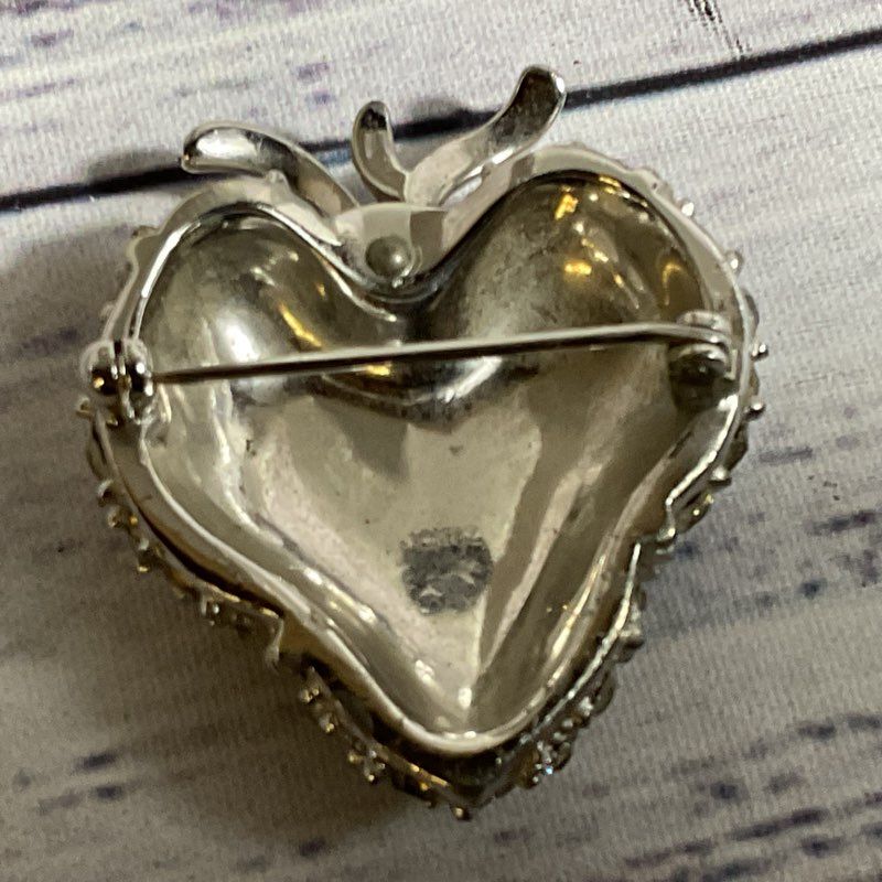 JOMAZ Joseph Mazer Silver Tone & Rhinestone Strawberry Brooch- 1.75"