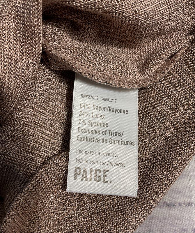 NWT Paige Women's Haider Tee Nude Gold Color Shimmer Short Sleeve Blouse Size M
