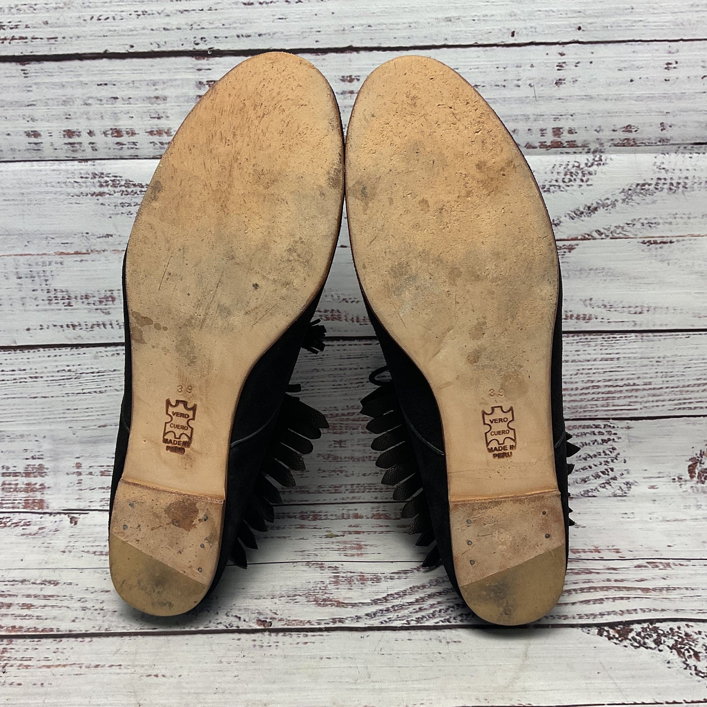 Ulla Johnson Black Suede Laced Moccasin Fringe Shoe Women Size 8.5